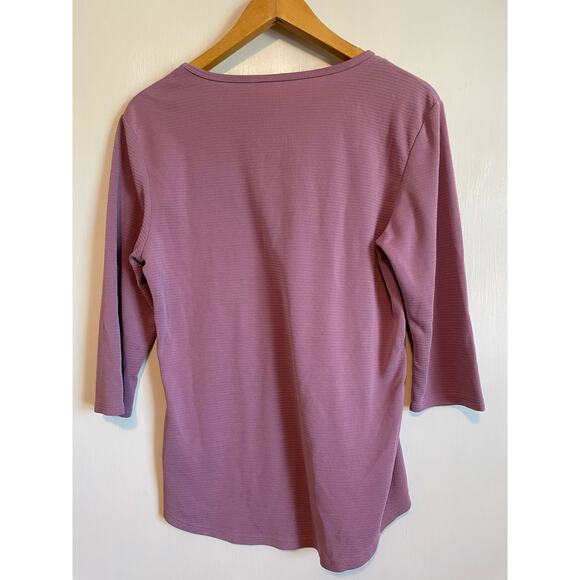 Seg'ments purple 3/4 sleeve top solid pastel texured casual Size Medium - Picture 2 of 6